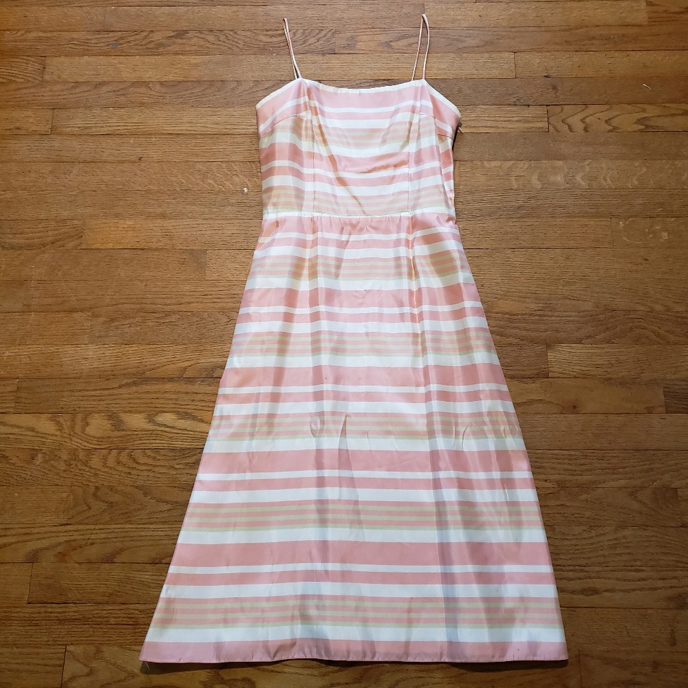 Pink Striped Dave & Johnny romantic spaghetti straps Dress sz 4 Small S
